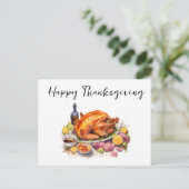 Happy Thanksgiving Waterverf Turkije Diner Briefkaart (Staand voorkant)