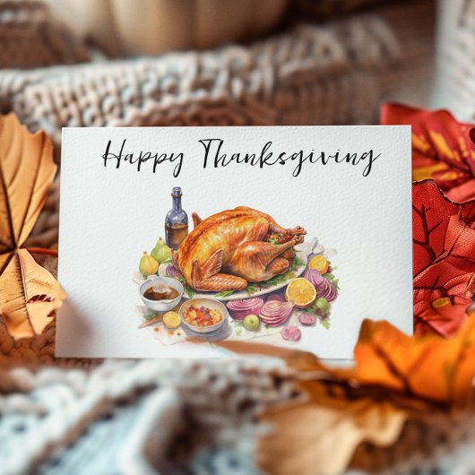 Happy Thanksgiving Waterverf Turkije Diner Briefkaart