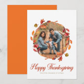 Happy Thanksgiving Waterverf Wreatfoto Feestdagenkaart (Voorkant / Achterkant)