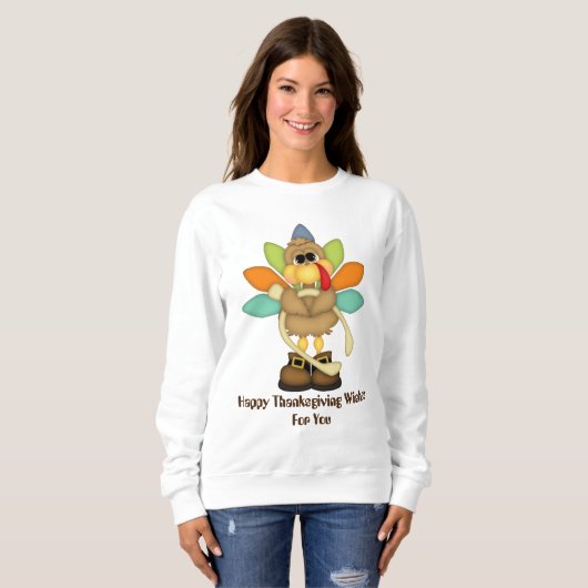 Happy Thanksgiving wenst kalkoen sweatshirt (Voorkant volledig)