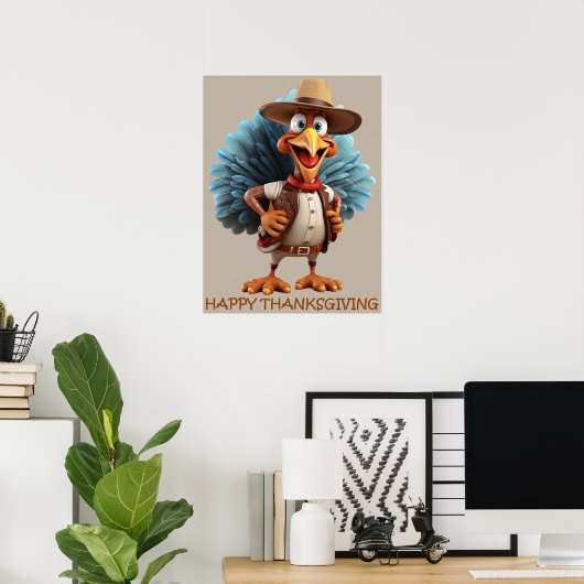 Happy Thanksgiving Western Turkije Poster (Thuiskantoor)