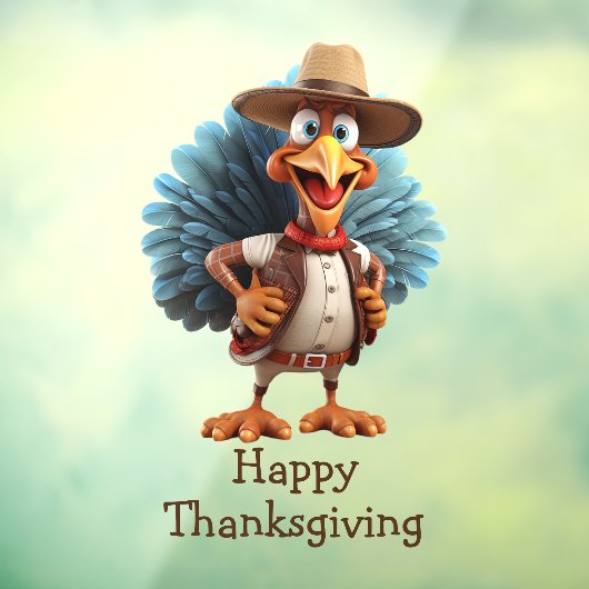 Happy Thanksgiving Western Turkije venster Cling Raamsticker (Vel 3)