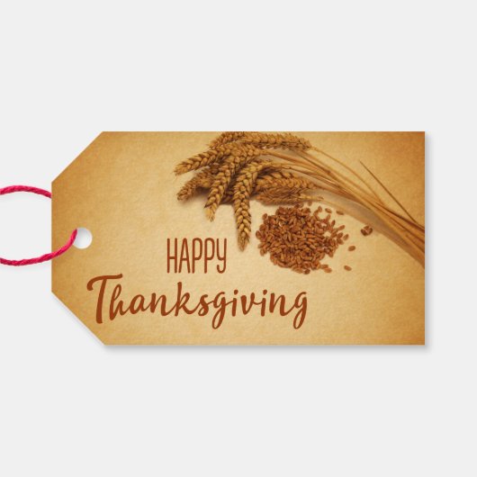 Happy Thanksgiving Wheat Corn Cadeaulabel (Achterkant Horizontaal)