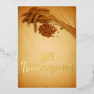 Happy Thanksgiving Wheat Corn Folie Feestdagenkaart