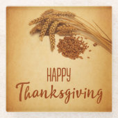  Happy Thanksgiving Wheat Corn Glazen Onderzetter (Voorkant)