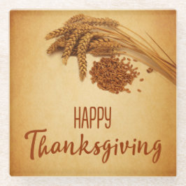  Happy Thanksgiving Wheat Corn Glazen Onderzetter