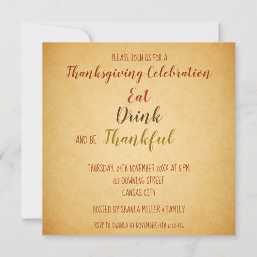 Happy Thanksgiving Wheat Corn Kaart (Achterkant)