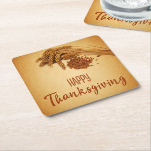Happy Thanksgiving Wheat Corn Kartonnen Onderzetters