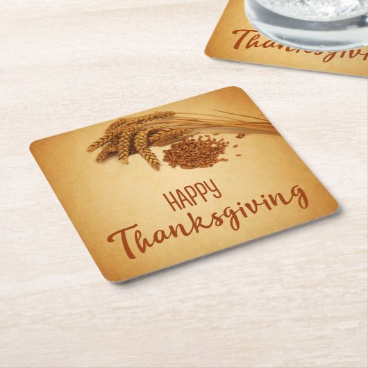 Happy Thanksgiving Wheat Corn Kartonnen Onderzetters (Schuin)