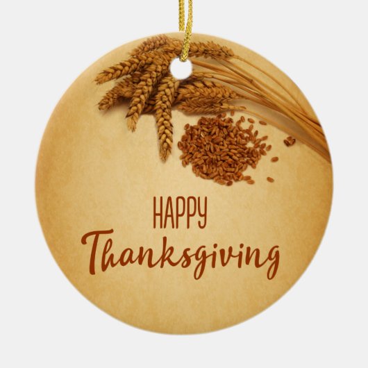  Happy Thanksgiving Wheat Corn Keramisch Ornament (Voorkant)