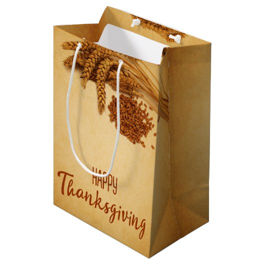  Happy Thanksgiving Wheat Corn Medium Cadeauzakje (Voorkant Gekanteld)