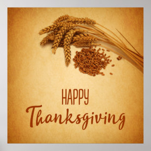  Happy Thanksgiving Wheat Corn Poster