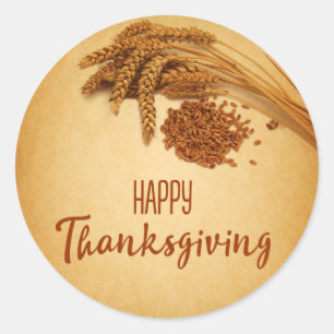 Happy Thanksgiving Wheat Corn Ronde Sticker