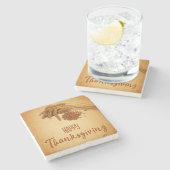 Happy Thanksgiving Wheat Corn Stenen Onderzetter (Zijkant)