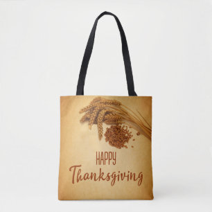 Happy Thanksgiving Wheat Corn Tote Bag