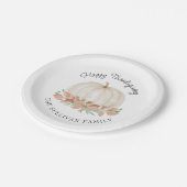 Happy Thanksgiving White Pumpkin Papieren Bordje (Gekanteld)