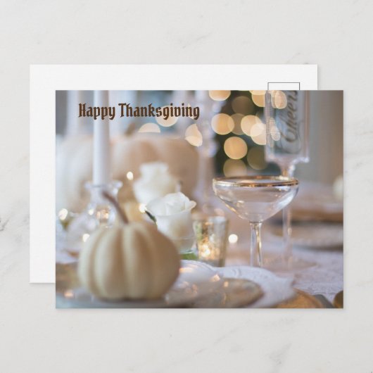 Happy Thanksgiving White Table Scapes Feestdagenkaart (Voorkant / Achterkant)