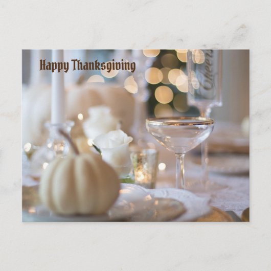 Happy Thanksgiving White Table Scapes Feestdagenkaart (Voorkant)