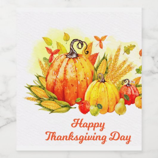 Happy Thanksgiving Wijn Etiket (Enkel label)