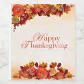 Happy Thanksgiving Wijn Etiket (Enkel label)