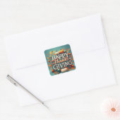 Happy Thanksgiving with pumpkins Vierkante Sticker (Envelop)