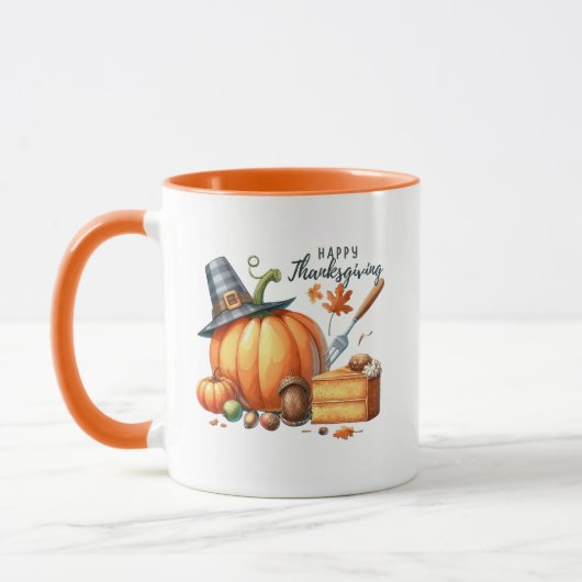 Happy Thanksgiving Wordart Pumpkin Mok (Links)