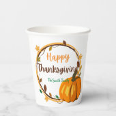 Happy Thanksgiving Wreated Paper cup Papieren Bekers (Achterkant)