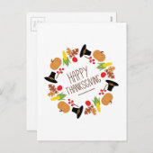 Happy Thanksgiving Wreath Feestdagenkaart (Voorkant / Achterkant)