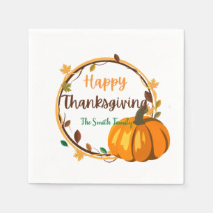 Happy Thanksgiving Wreath Paper Napkin Servet