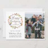 Happy Thanksgiving Wreath Photo Holiday Moving Aankondiging (Voorkant)