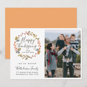 Happy Thanksgiving Wreath Photo Holiday Moving Aankondiging