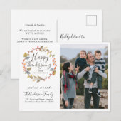 Happy Thanksgiving Wreath Photo Holiday Moving Aankondigingskaart (Voorkant / Achterkant)