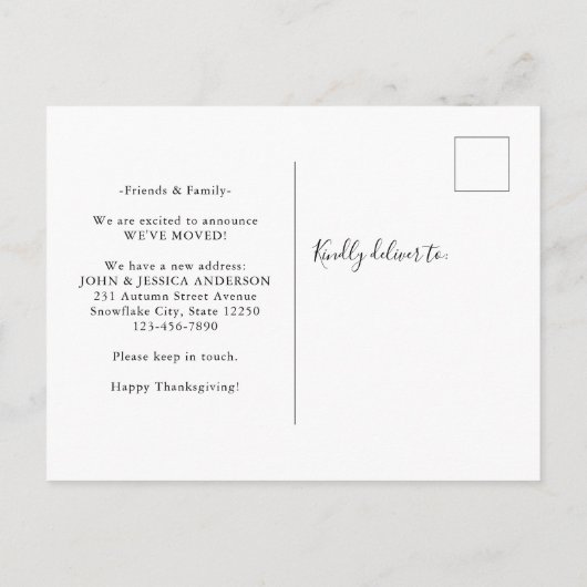 Happy Thanksgiving Wreath Photo Holiday Moving Aankondigingskaart (Achterkant)