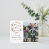 Happy Thanksgiving Wreath Photo Holiday Moving Aankondigingskaart (Staand voorkant)