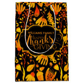 Happy Thanksgiving Yellow & Oranje Herfst Leafs Medium Cadeauzakje (Voorkant)