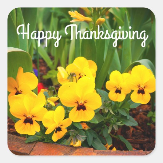 Happy Thanksgiving Yellow Pansy #1 Sticker (Voorkant)