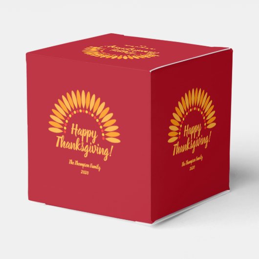 Happy Thanksgiving Yellows Red Add Name & Year Bedankdoosjes (Achterkant)