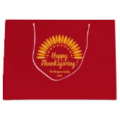 Happy Thanksgiving Yellows Red Add Name & Year Groot Cadeauzakje (Voorkant)
