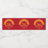Happy Thanksgiving Yellows Red Add Name & Year Waterfles Etiket (Enkel label)