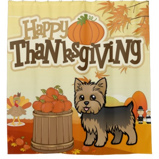 Happy Thanksgiving Yorkie Douchegordijn (Voorkant)