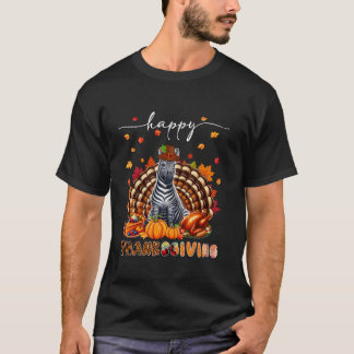 Happy Thanksgiving Zebra Kostuum Turkije Herfst Ve T-shirt