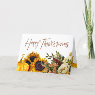 Happy Thanksgiving zonnebloemen pompoen Thanksgivi Feestdagen Kaart