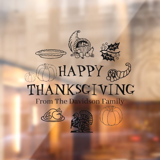 Happy Thanksgiving zwart aangepaste naam decor Raamsticker (Vel 2)
