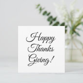 Happy Thanksgiving zwarte aangepaste script elegan Feestdagenkaart (Staand voorkant)