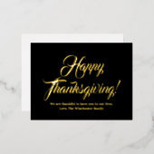 Happy Thanksgiving zwarte aangepaste script elegan Folie Feestdagen Briefkaart (Voorkant / Achterkant)