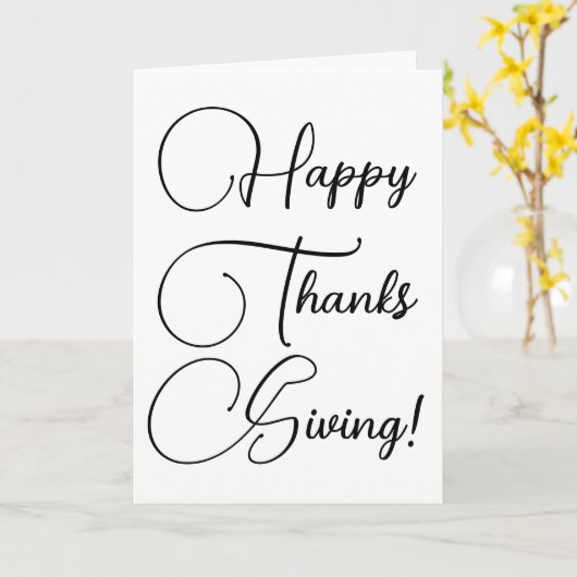 Happy Thanksgiving zwarte aangepaste script elegan Kaart (Gele Bloem)