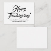 Happy Thanksgiving zwarte aangepaste script elegan Notitiekaartje (Voorkant / Achterkant)