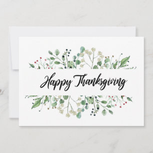 "Happy Thanksgiving" zwarte brief botanisch Feestdagenkaart