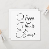 Happy Thanksgiving zwarte elegant aangepast script Kaart (Voorkant / Achterkant in situ)