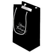 Happy Thanksgiving zwarte elegant aangepast script Klein Cadeauzakje (Achterkant Gekanteld)